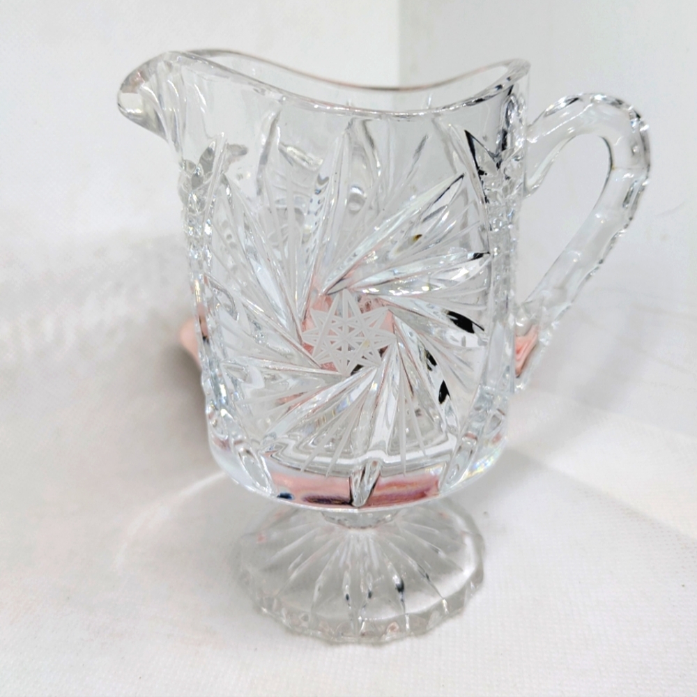 Vintage Crystal Creamer Footed Pinwheel Buzzstar As Is Please Read Description